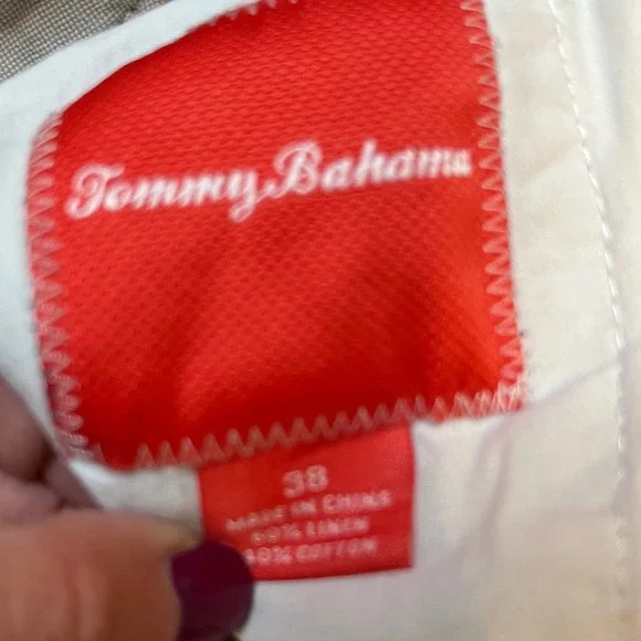 Tommy Bahama Mens Plaid Shorts Size 38 Linen Cotton Blend Blue White - Picture 6 of 9